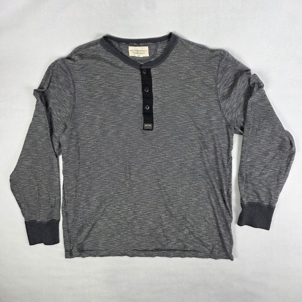 Vtg Y2k Denim Supply Polo Ralph Lauren Henley T Shirt Mens 2XL Gray Long Sleeve